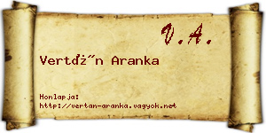 Vertán Aranka névjegykártya